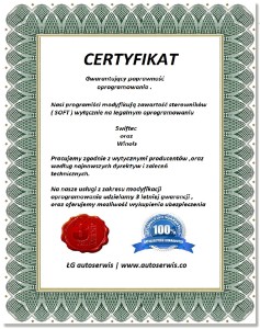 Certyfikat poprawności oprogramowania 